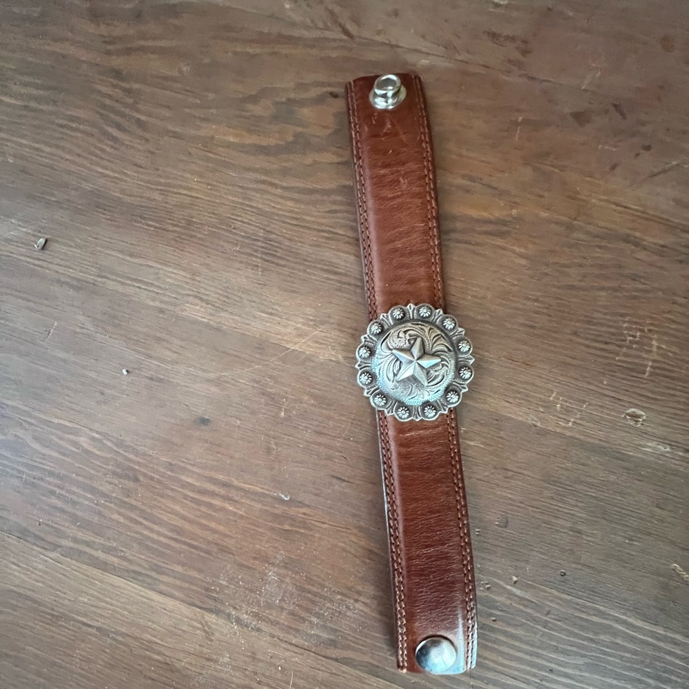 Western leather snap bracelet.